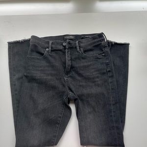 Banana Republic black skinny denim with raw hem